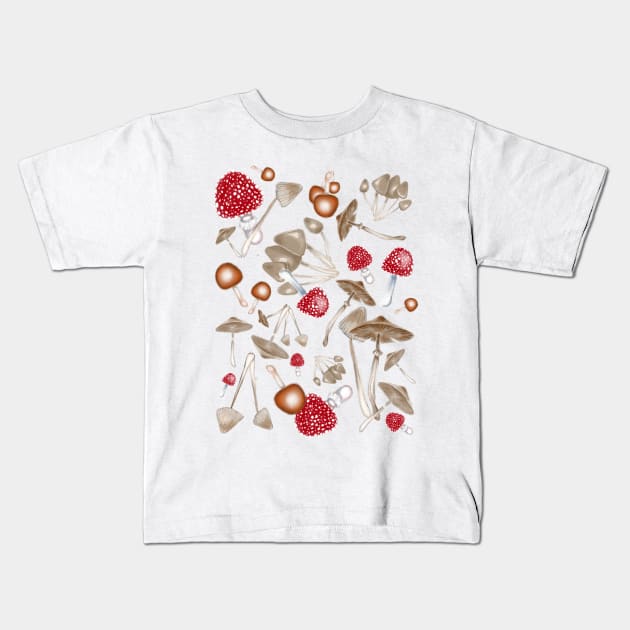 Mushroom Pattern Kids T-Shirt by cheriedirksen